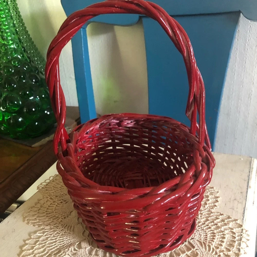 Vintage Red Lacquer Basket